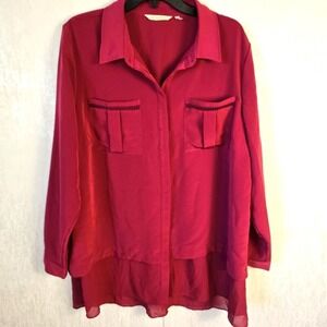 Soft Surroundings Women's 1X Layered Front Pockets Hidden Button Up Long Sleeves